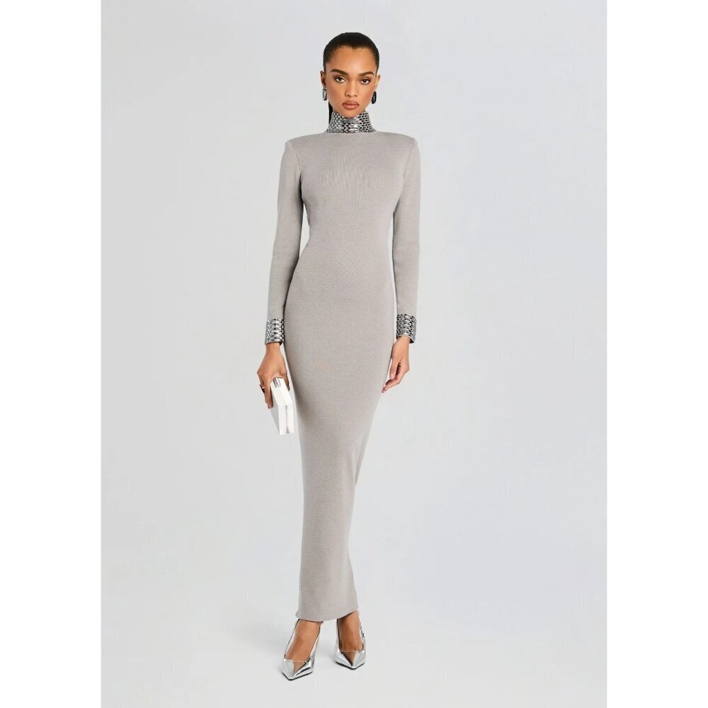 retrofete Monroe Embellished Knit Dress Cloud Womens Size Small
